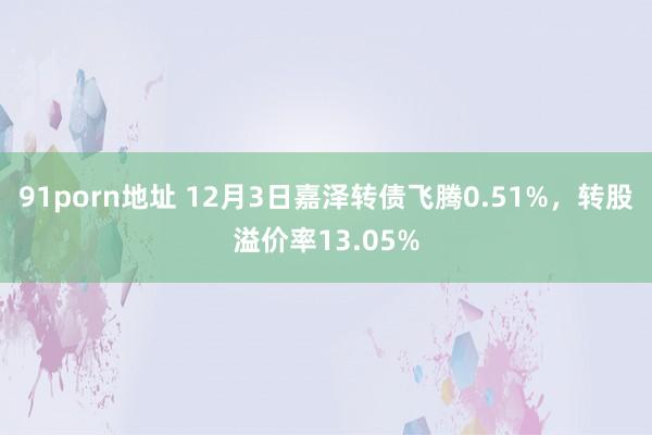 91porn地址 12月3日嘉泽转债飞腾0.51%，转股溢价率13.05%