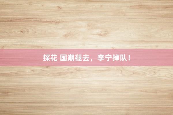 探花 国潮褪去，李宁掉队！