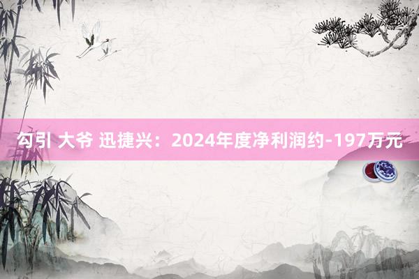 勾引 大爷 迅捷兴：2024年度净利润约-197万元