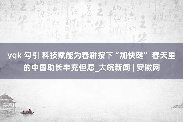 yqk 勾引 科技赋能为春耕按下“加快键” 春天里的中国助长丰充但愿_大皖新闻 | 安徽网
