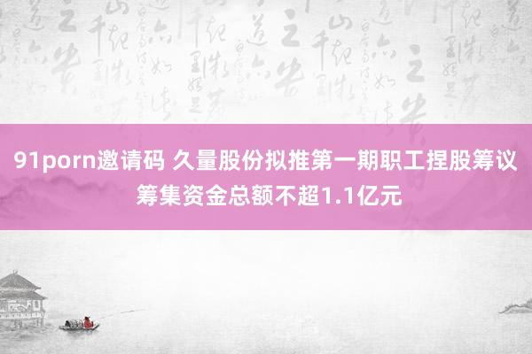 91porn邀请码 久量股份拟推第一期职工捏股筹议 筹集资金总额不超1.1亿元
