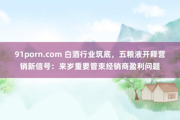 91porn.com 白酒行业筑底，五粮液开释营销新信号：来岁重要管束经销商盈利问题