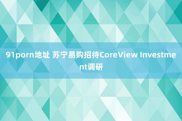 91porn地址 苏宁易购招待CoreView Investment调研
