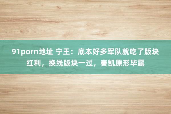 91porn地址 宁王：底本好多军队就吃了版块红利，换线版块一过，奏凯原形毕露