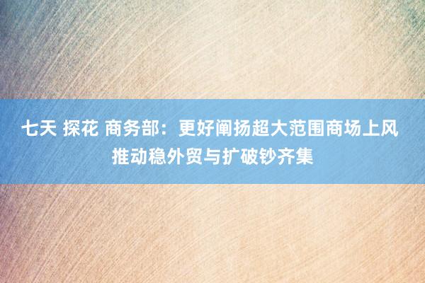 七天 探花 商务部：更好阐扬超大范围商场上风 推动稳外贸与扩破钞齐集