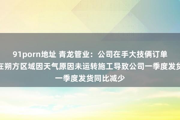 91porn地址 青龙管业：公司在手大技俩订单主要贴近在朔方区域因天气原因未运转施工导致公司一季度发货同比减少