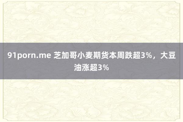 91porn.me 芝加哥小麦期货本周跌超3%，大豆油涨超3%